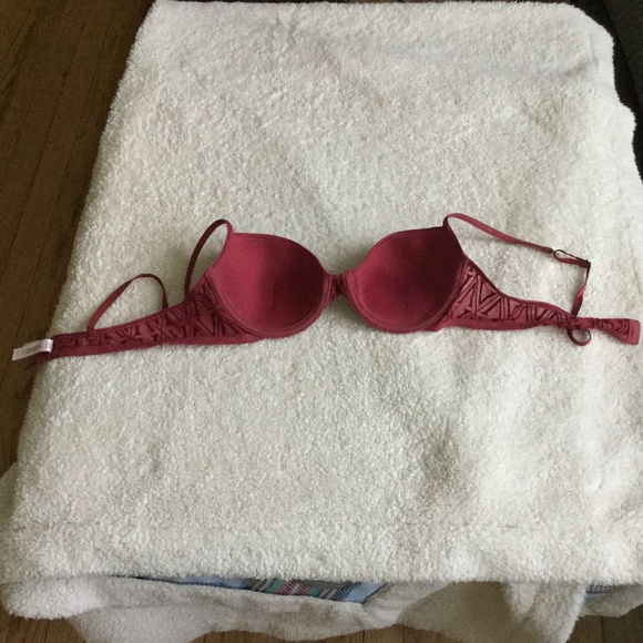 Vintage 90s Victoria's Secret Red Bra Underwire V Patterned - Sz 36A - Picture 3 of 8